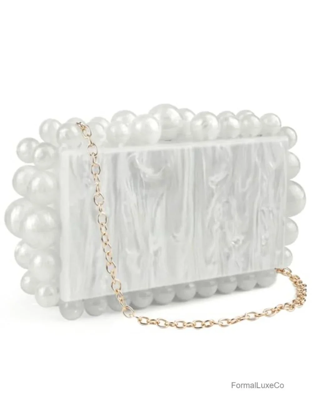 Acrylic Evening Clutch Bag with Marble Pattern, Detachable Chain for Wedding